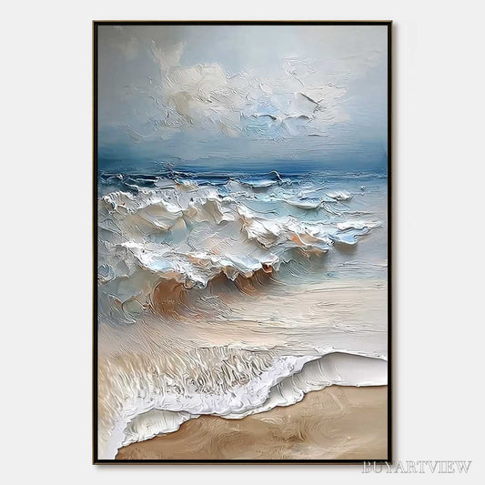 BUYARTVIEW Coastal Embrace – Textured Impasto Seascape Oil Painting - image 1