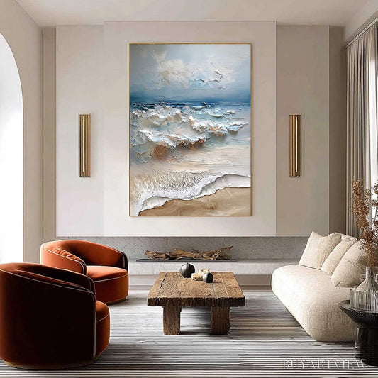 BUYARTVIEW Coastal Embrace – Textured Impasto Seascape Oil Painting - image 2