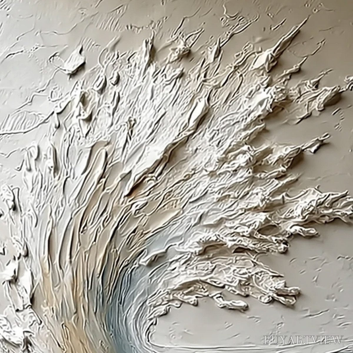 BUYARTVIEW Aegean Crest – Vertical Textured Impasto Ocean Wave Painting - image 3