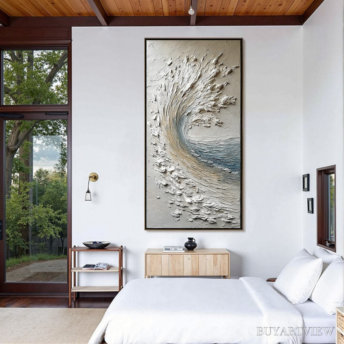 BUYARTVIEW Aegean Crest – Vertical Textured Impasto Ocean Wave Painting - image 6