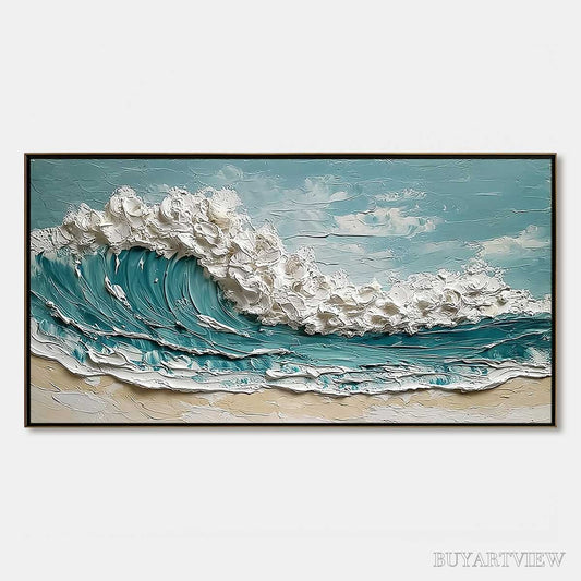 BUYARTVIEW Tidal Crest – Textured Impasto Ocean Wave Painting - image 1
