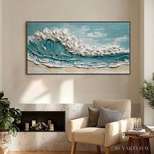 BUYARTVIEW Tidal Crest – Textured Impasto Ocean Wave Painting - image 2