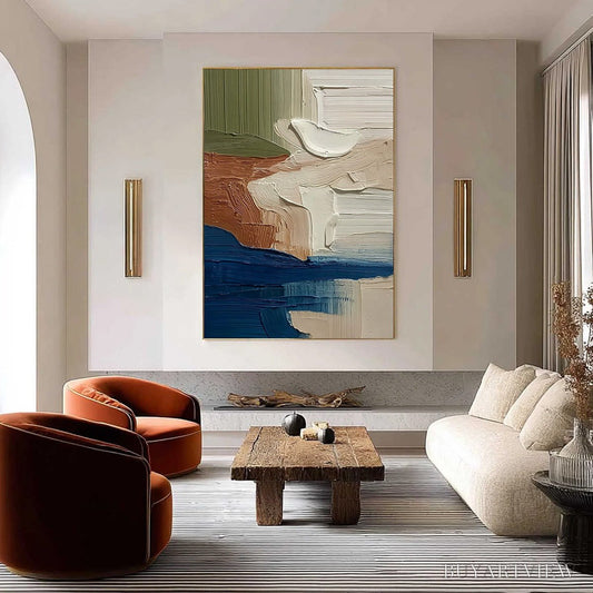 BUYARTVIEW Coastal Strata – Textured Wabi Sabi Abstract Seascape Painting - image 2