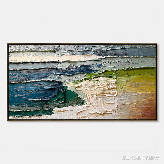 BUYARTVIEW Terra'S Edge – Textured Wabi Sabi Coastal Abstract Painting - image 1
