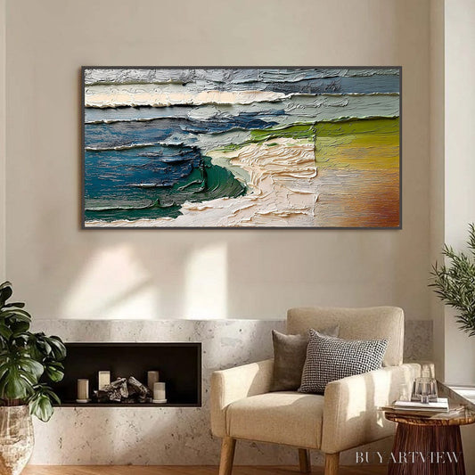BUYARTVIEW Terra'S Edge – Textured Wabi Sabi Coastal Abstract Painting - image 2