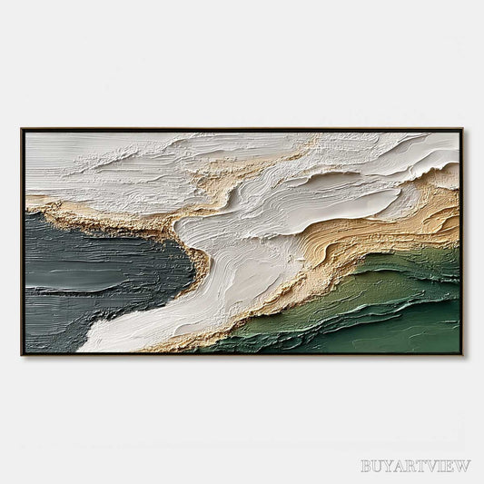 BUYARTVIEW Earthen Tide – Large Textured Wabi Sabi Abstract Landscape Painting - image 1