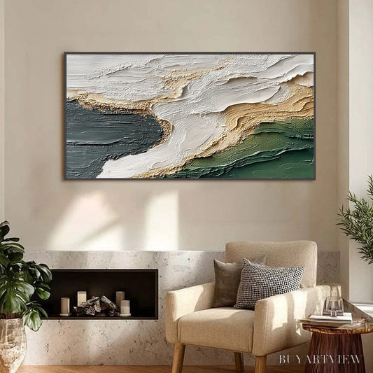 BUYARTVIEW Earthen Tide – Large Textured Wabi Sabi Abstract Landscape Painting - image 2