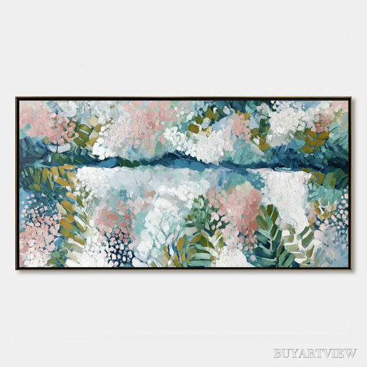 BUYARTVIEW River of Petals – Textured Abstract Floral Landscape Painting - image 1