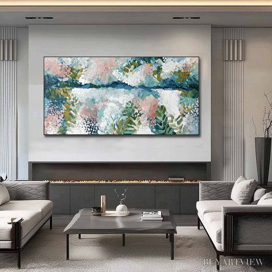 BUYARTVIEW River of Petals – Textured Abstract Floral Landscape Painting - image 2