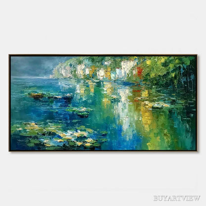 BUYARTVIEW Amalfi Reflections – Textured Impasto Painting of Italian Coast Reflections - image 1
