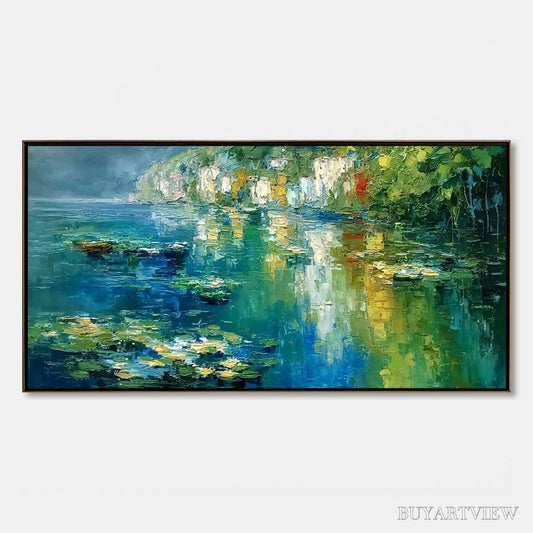 BUYARTVIEW Amalfi Reflections – Textured Impasto Painting of Italian Coast Reflections - image 1