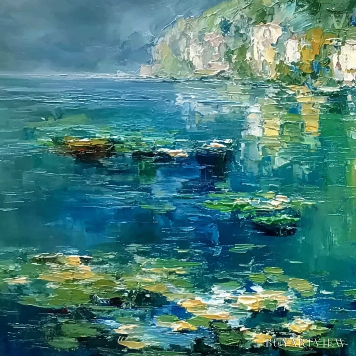 BUYARTVIEW Amalfi Reflections – Textured Impasto Painting of Italian Coast Reflections - image 3