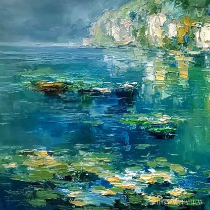 BUYARTVIEW Amalfi Reflections – Textured Impasto Painting of Italian Coast Reflections - image 3