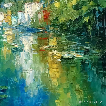BUYARTVIEW Amalfi Reflections – Textured Impasto Painting of Italian Coast Reflections - image 5