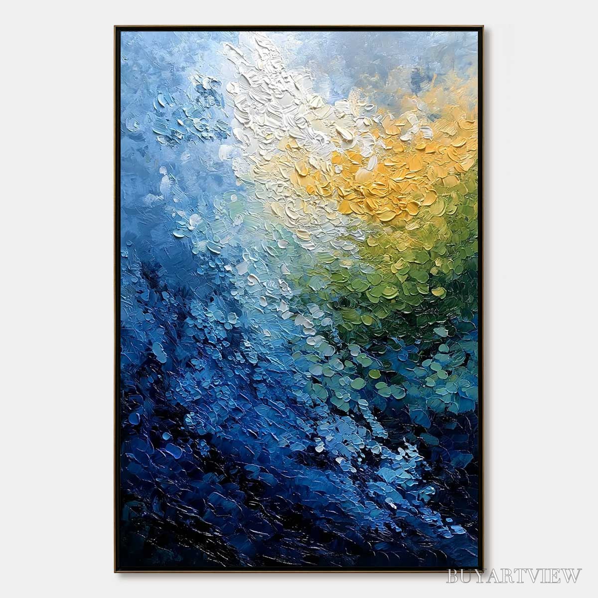 BUYARTVIEW Avalon – Vertical Textured Abstract Seascape Oil Painting - image 1