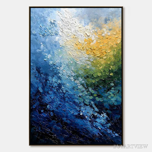 BUYARTVIEW Avalon – Vertical Textured Abstract Seascape Oil Painting - image 1