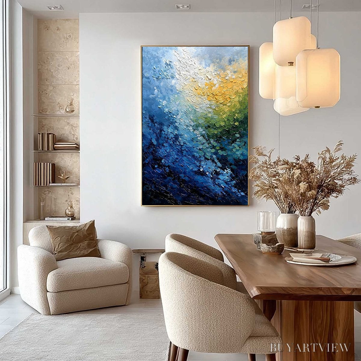 BUYARTVIEW Avalon – Vertical Textured Abstract Seascape Oil Painting - image 4