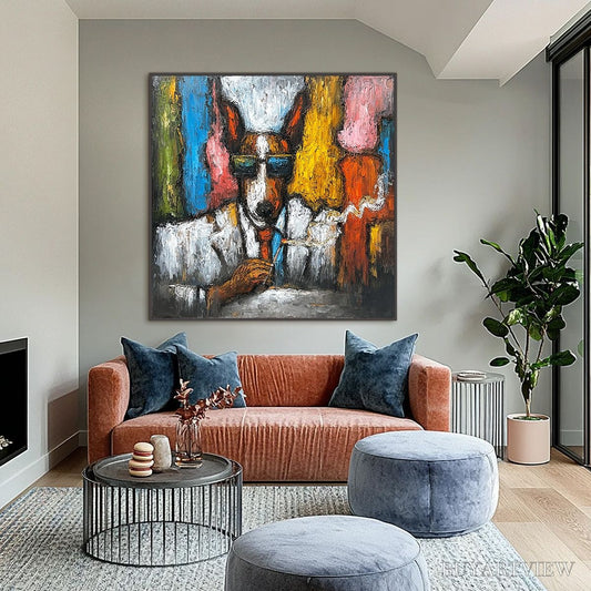 BUYARTVIEW the Boss – Colorful Impasto Dog Portrait Painting - image 2