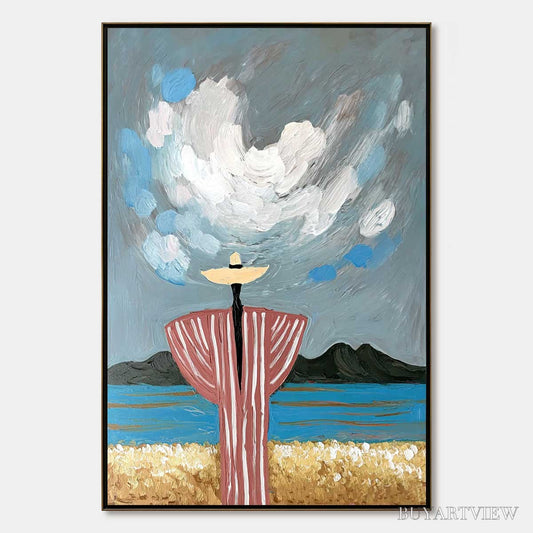 BUYARTVIEW Coastal Reverie – Expressive Figurative Beach Landscape Painting - image 1