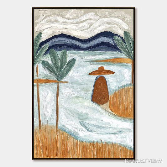 BUYARTVIEW Coastal Reverie Textured Seascape Abstract Painting On Canvas - image 1