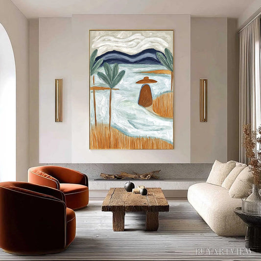 BUYARTVIEW Coastal Reverie Textured Seascape Abstract Painting On Canvas - image 2