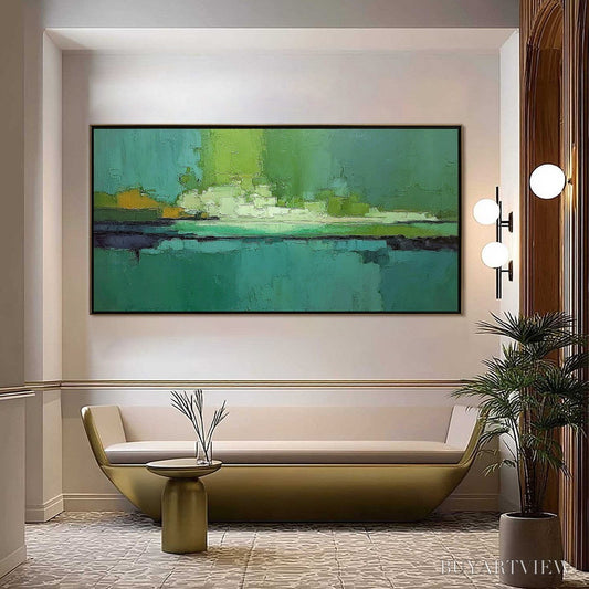 BUYARTVIEW Emerald Horizon – Large Textured Abstract Seascape Oil Painting - image 2