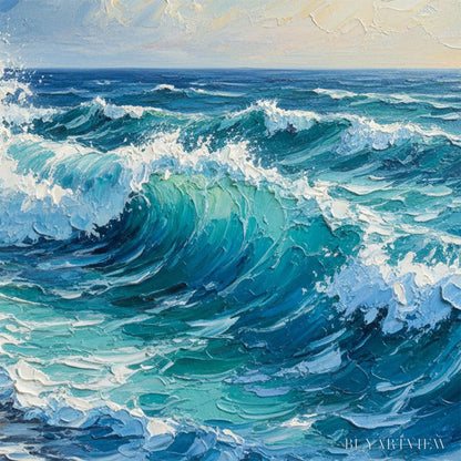BUYARTVIEW Aegean Crest – Textured Crashing Ocean Wave Oil Painting - image 5