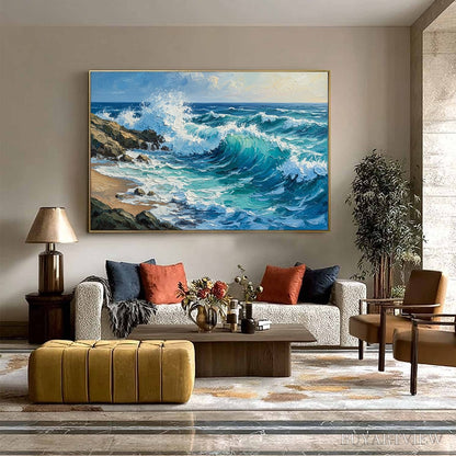 BUYARTVIEW Aegean Crest – Textured Crashing Ocean Wave Oil Painting - image 6