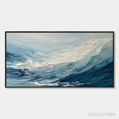 BUYARTVIEW Aegean Surge – Textured Abstract Ocean Wave Painting - image 1