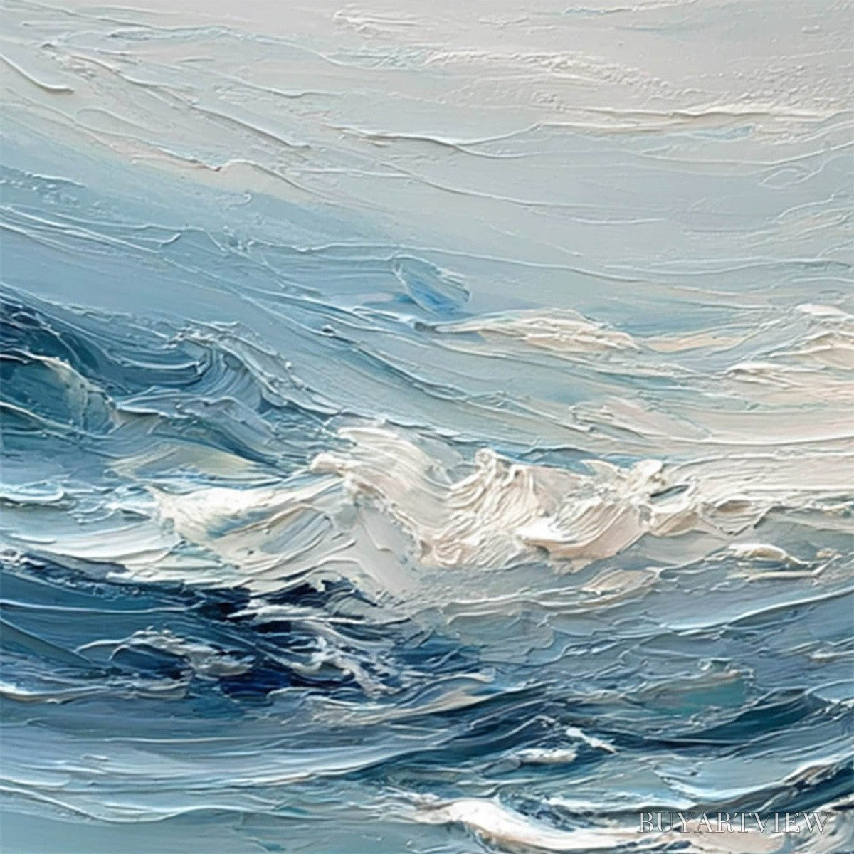 BUYARTVIEW Aegean Surge – Textured Abstract Ocean Wave Painting - image 3