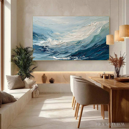 BUYARTVIEW Aegean Surge – Textured Abstract Ocean Wave Painting - image 4