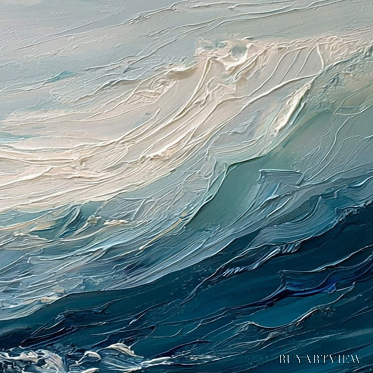 BUYARTVIEW Aegean Surge – Textured Abstract Ocean Wave Painting - image 5