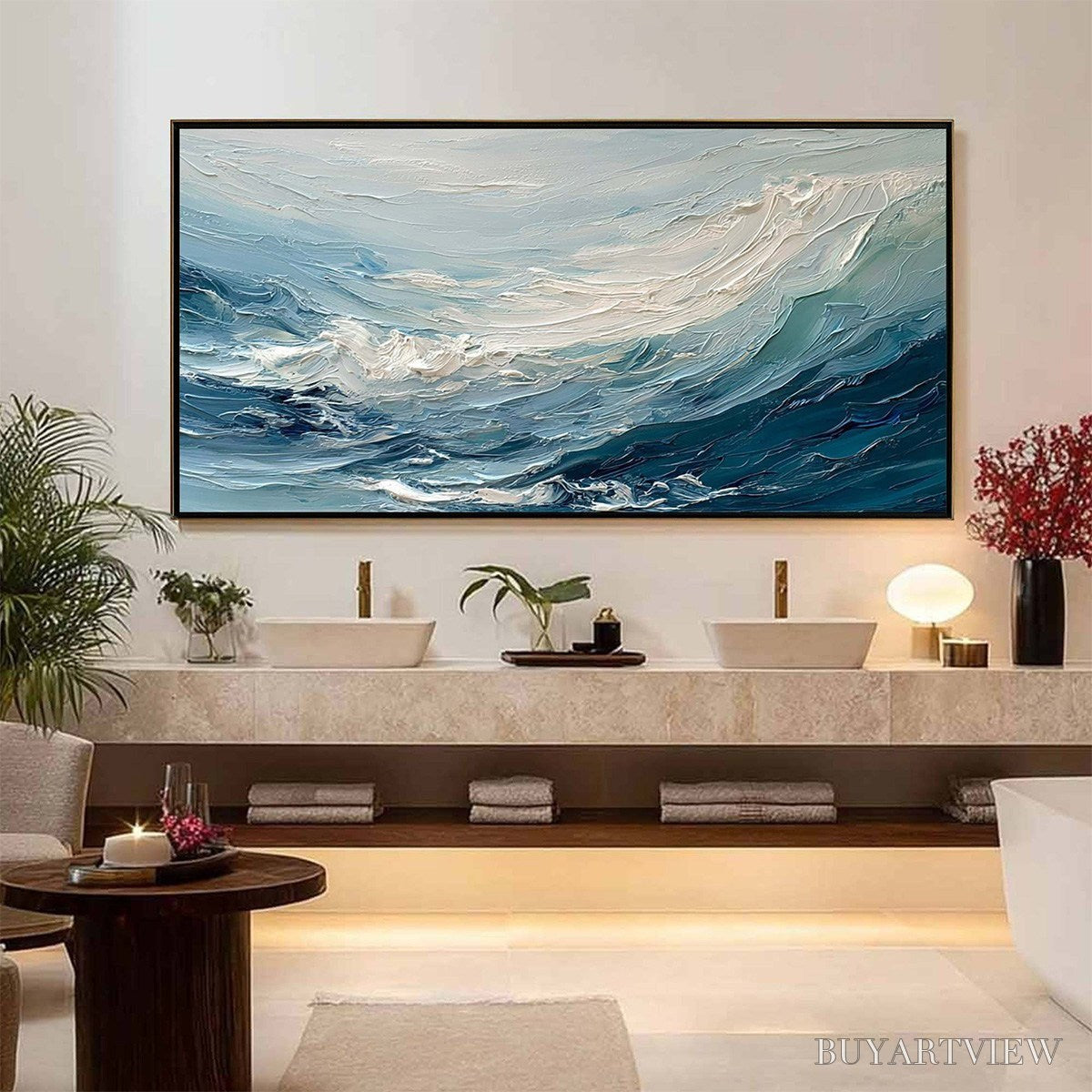 BUYARTVIEW Aegean Surge – Textured Abstract Ocean Wave Painting - image 6