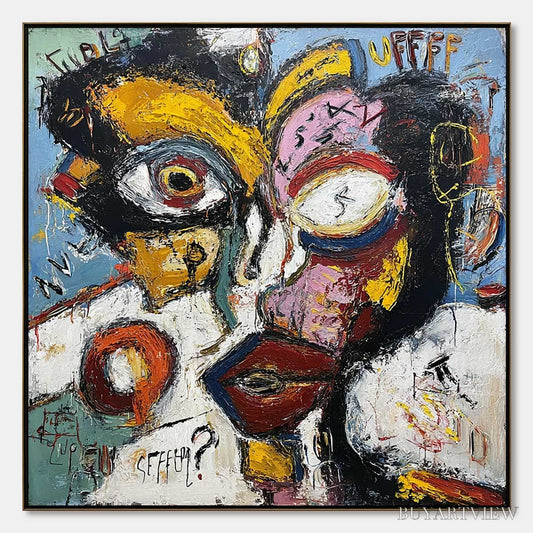 BUYARTVIEW Static Mind – Bold Neo-Expressionist Abstract Portrait Painting - image 1