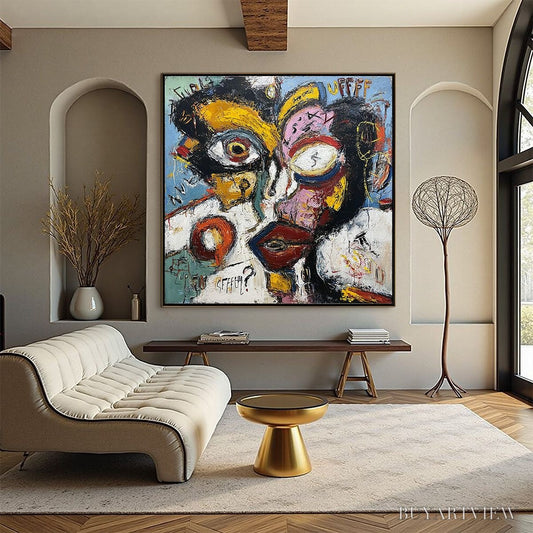 BUYARTVIEW Static Mind – Bold Neo-Expressionist Abstract Portrait Painting - image 2