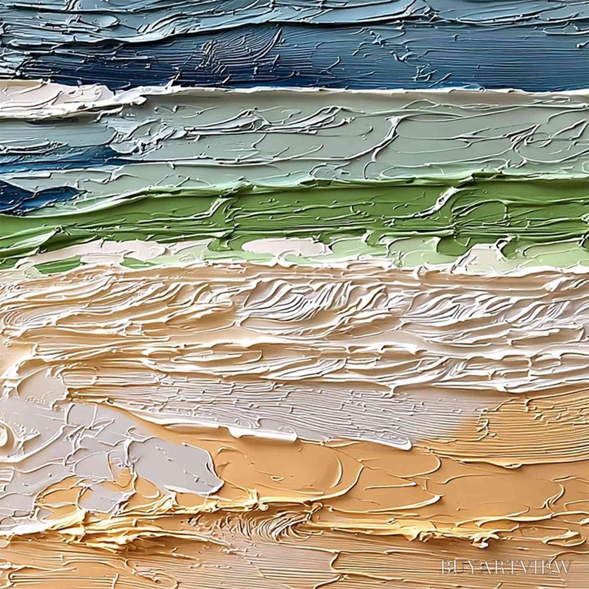 BUYARTVIEW Coastal Drift – Textured Abstract Seascape Impasto Oil Painting - image 5