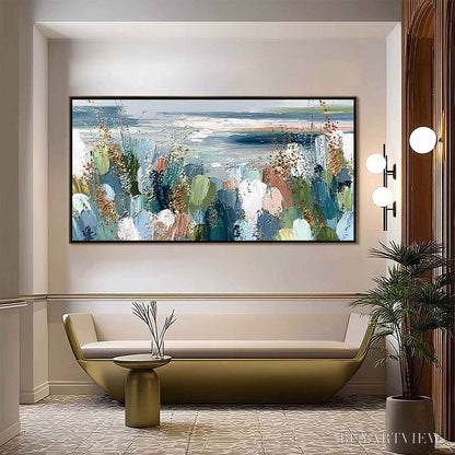 BUYARTVIEW Coastal Bloom – Textured Abstract Seascape Impasto Oil Painting - image 2