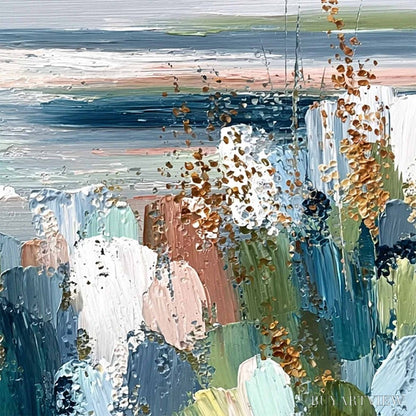 BUYARTVIEW Coastal Bloom – Textured Abstract Seascape Impasto Oil Painting - image 5