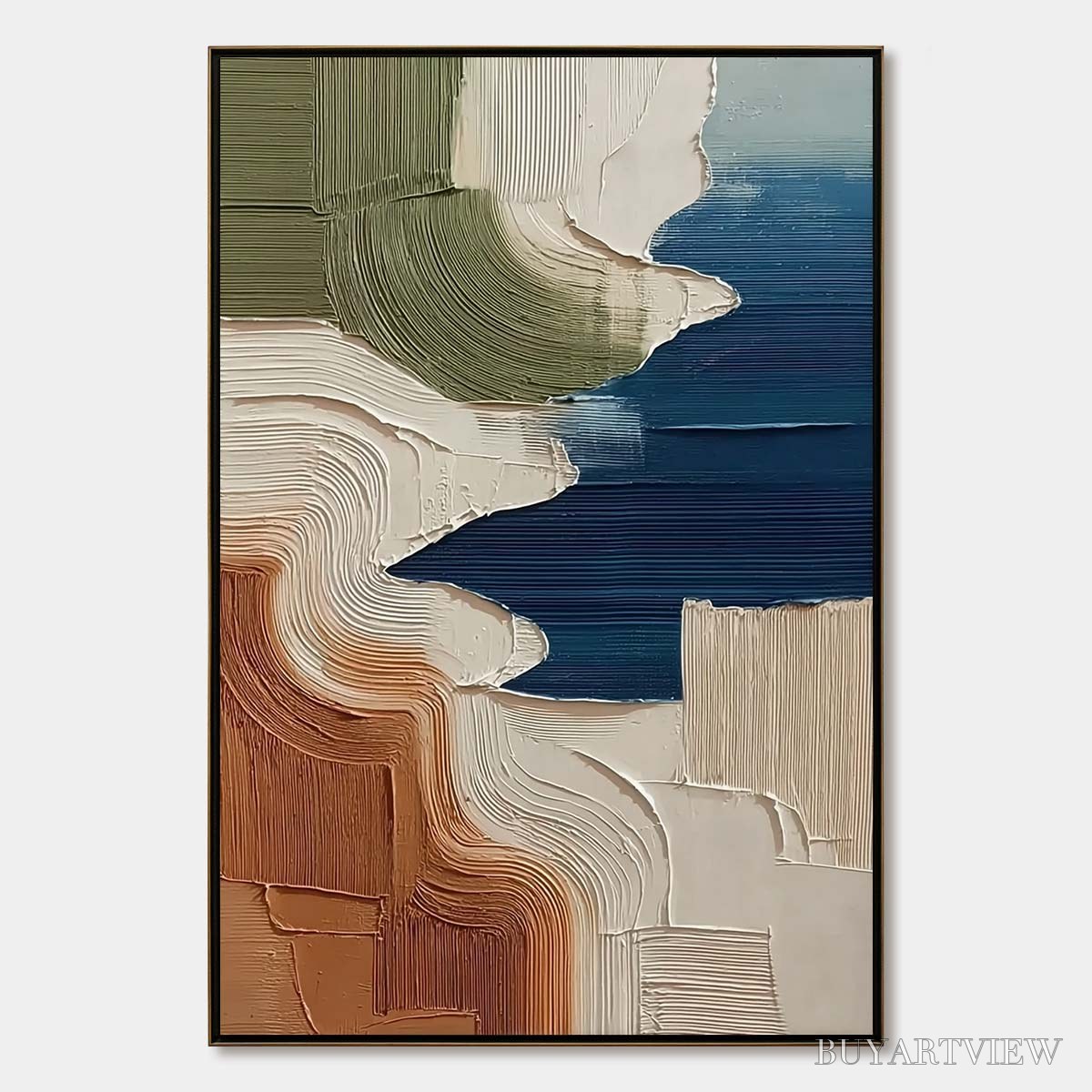 BUYARTVIEW Terra E Mare – Heavy Texture Abstract Coastal Landscape Painting - image 1
