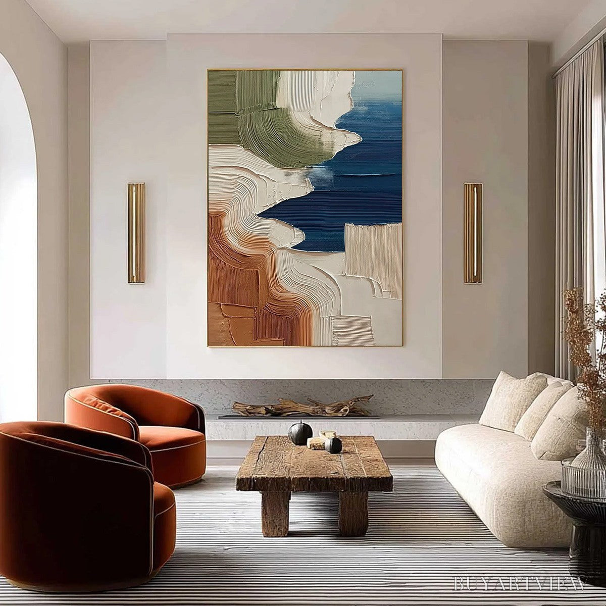 BUYARTVIEW Terra E Mare – Heavy Texture Abstract Coastal Landscape Painting - image 2