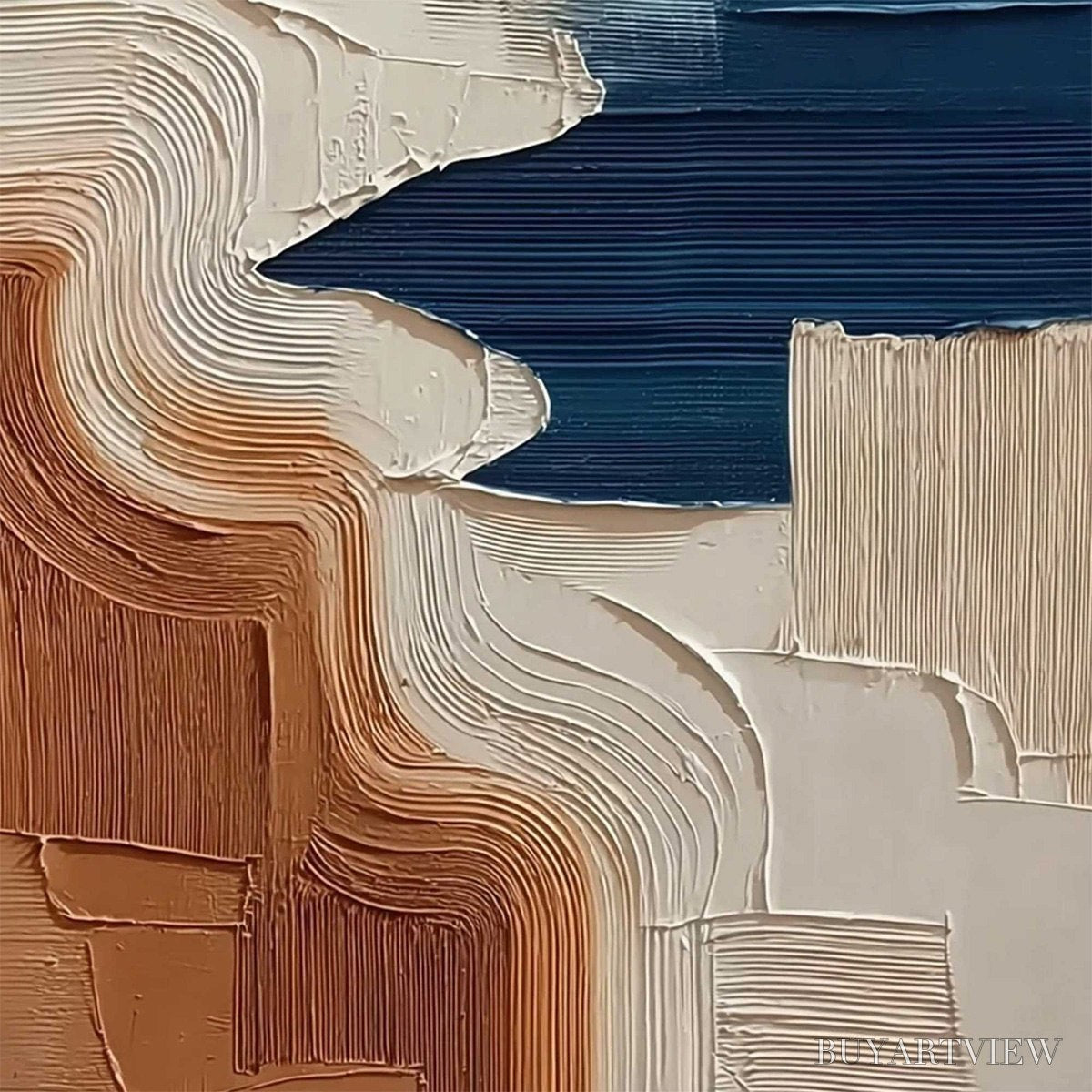 BUYARTVIEW Terra E Mare – Heavy Texture Abstract Coastal Landscape Painting - image 5