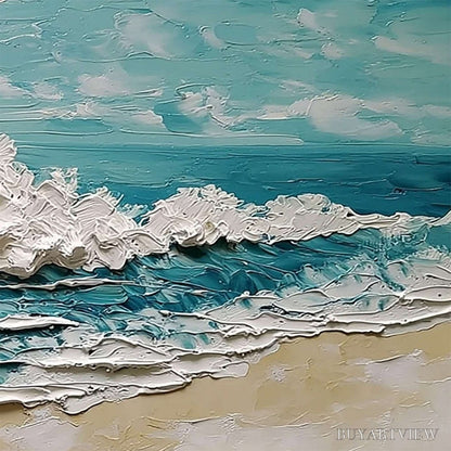 BUYARTVIEW Azure Crest – Heavily Textured Impasto Ocean Wave Oil Painting - image 5