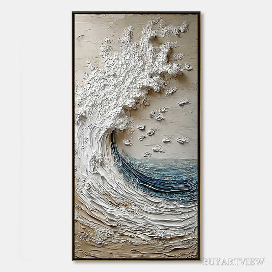 BUYARTVIEW Crescendo | Textured Coastal Wave Impasto Original Oil Painting - image 1