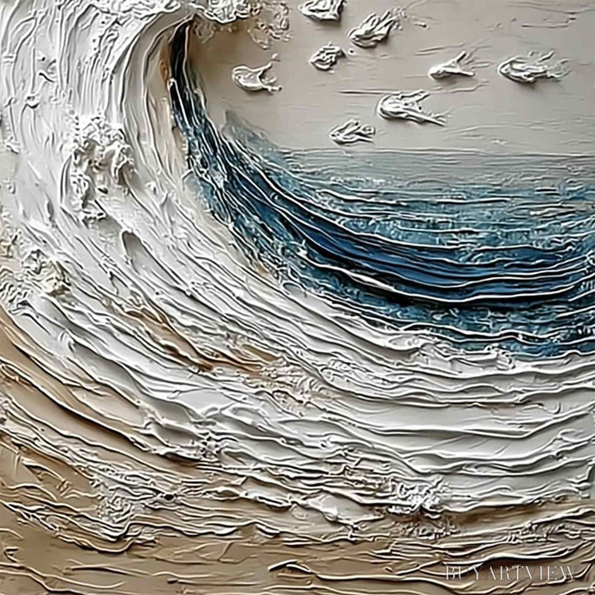 BUYARTVIEW Crescendo | Textured Coastal Wave Impasto Original Oil Painting - image 3