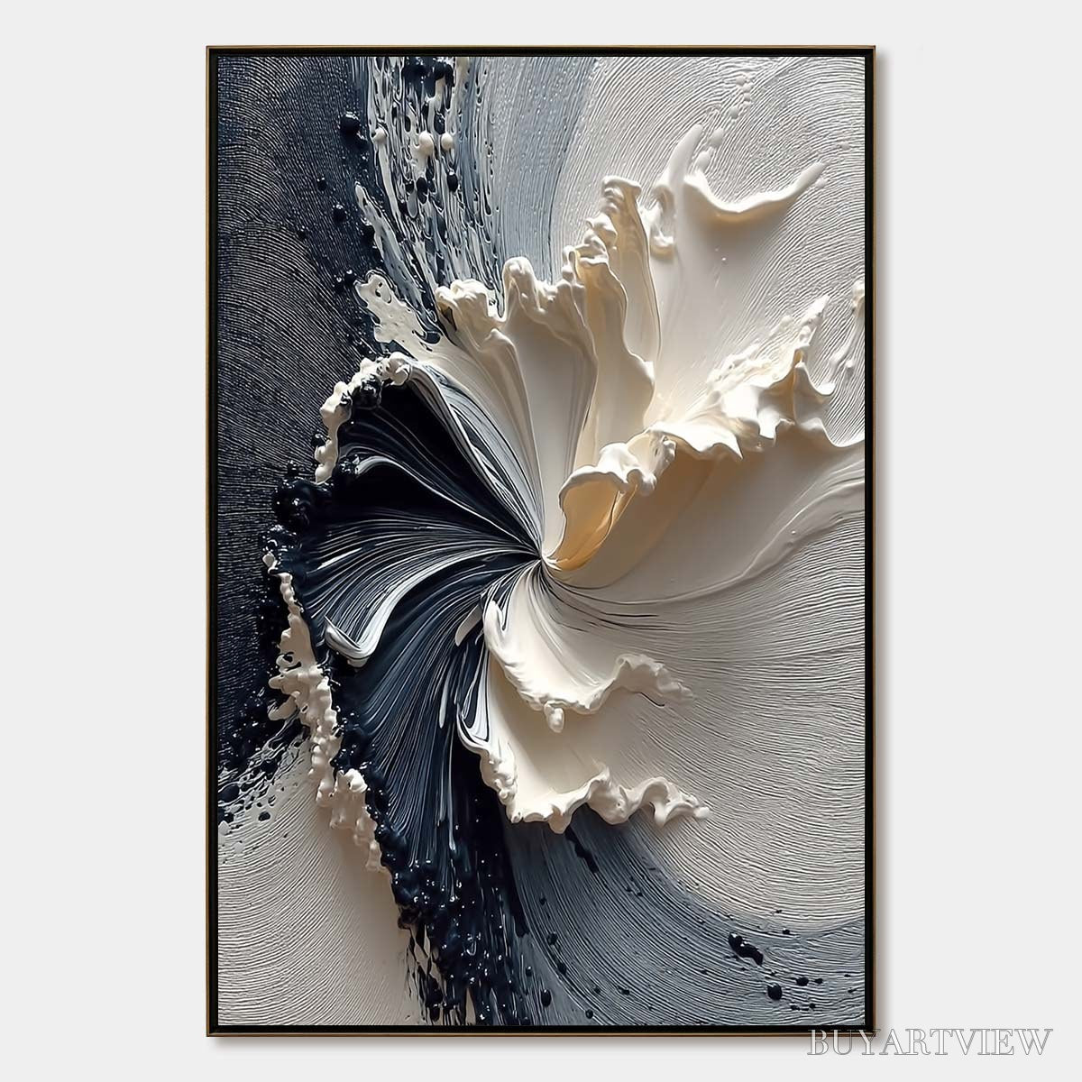 BUYARTVIEW Eclipse in Bloom – Textured Wabi Sabi Abstract Floral Painting - image 1