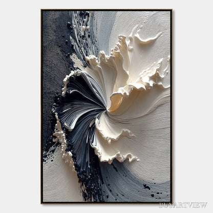 BUYARTVIEW Eclipse in Bloom – Textured Wabi Sabi Abstract Floral Painting - image 1