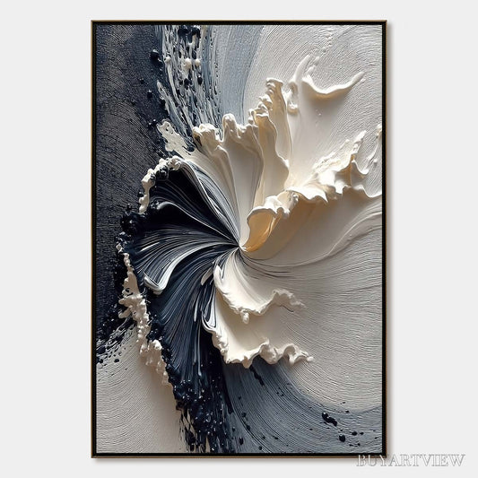 BUYARTVIEW Eclipse in Bloom – Textured Wabi Sabi Abstract Floral Painting - image 1