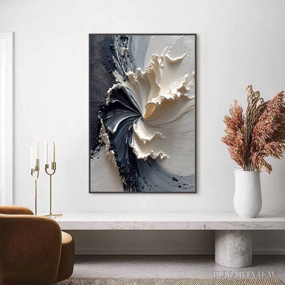 BUYARTVIEW Eclipse in Bloom – Textured Wabi Sabi Abstract Floral Painting - image 2