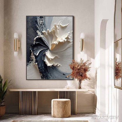 BUYARTVIEW Eclipse in Bloom – Textured Wabi Sabi Abstract Floral Painting - image 4
