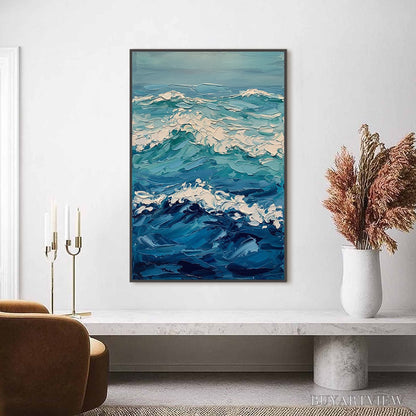 BUYARTVIEW Azure Crest – Textured Impasto Ocean Wave - image 2